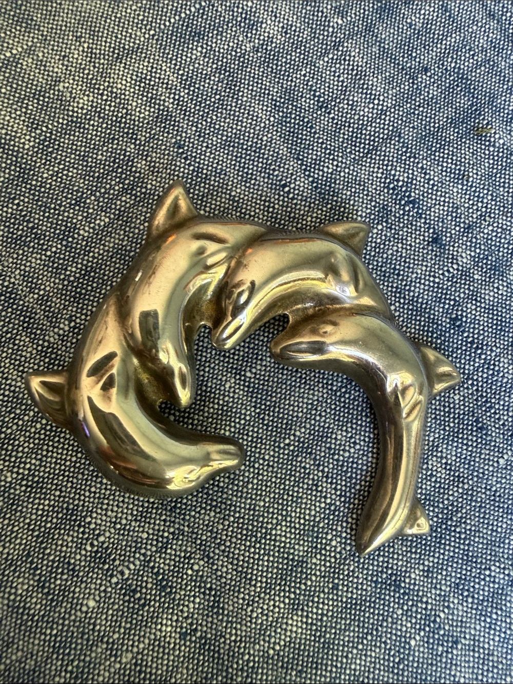 VTG Taxco Mexican Silver Dolphin Trio Pin Pendant – 25g Signed D'Molina TM-90